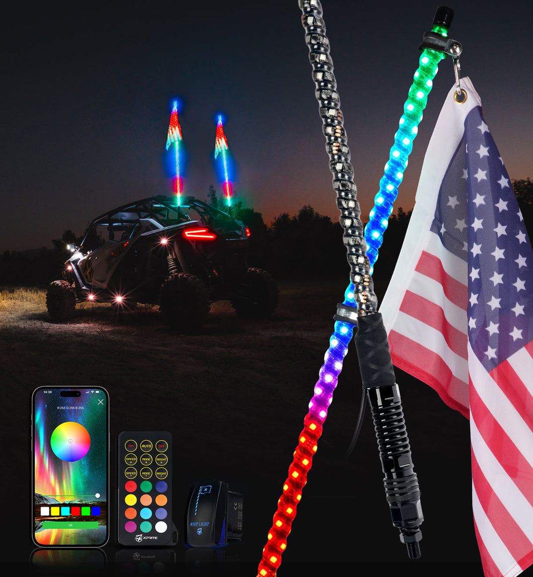 RGB LED Whip Lights with Spring Mount